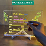 Forzacase Neon Led Işıklı 20x30 cm Yazı Çizim Tahtası + Ayarlanabilir Stant ve 7 Adet Kalem - FC994