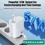 Forzacase Tabletler için Hızlı Şarj Destekli 67W Type-C USB Şarj Cihazı Adaptör + Kablo Set - FC996