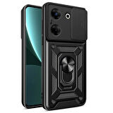 Forzacase Tecno Camon 20 Pro 4G ile uyumlu Ares Seri Yüzük Stand Kamera Korumalı Sürgülü Sert Kılıf