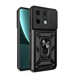 Forzacase Xiaomi Redmi Note 13 Pro 5G uyumlu Ares Yüzük Standlı Kamera Korumalı Sürgülü Sert Kılıf