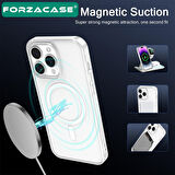 Forzacase iPhone 16 Plus ile uyumlu ClearMag Serisi Magsafe Şarj Özellikli Şeffaf Sert PC Kılıf