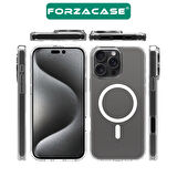 Forzacase iPhone 16 Pro Max ile uyumlu ClearMag Serisi Magsafe Şarj Özellikli Şeffaf Sert PC Kılıf