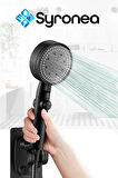 Mat Siyah Turbo Pervaneli Banyo Duş Başlığı 5 Fonksiyonlu Başlık