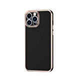 Forzacase iPhone 12 Pro Max uyumlu Luxury Serisi Altın Çerçeveli Silikon Kılıf