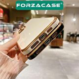 Forzacase iPhone 13 Pro Max uyumlu Luxury Serisi Altın Çerçeveli Silikon Kılıf