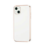 Forzacase iPhone 14 uyumlu Luxury Serisi Altın Çerçeveli Silikon Kılıf