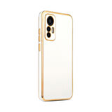 Forzacase Xiaomi Mi 12 Lite uyumlu Luxury Serisi Altın Çerçeveli Silikon Kılıf