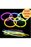 20 ADET NEON FOSFORLU PARTİ ÇUBUK BİLEKLİK GECE PARLAYAN GLOW STİCK IŞIK 20 ÇUBUK+20 BAĞLANTI APARAT