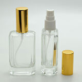 20 ADET BOŞ CAM PARFÜM ŞİŞE, 50 ML, KESME MODEL, ŞEFFAF