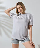 FD GİYİM Unisex Bisiklet Yaka Baskılı Slim Fit T-Shirt - Boyalı Gri