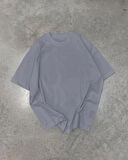 FD GİYİM Unisex Basic Bisiklet Yaka Oversize T-Shirt - Füme