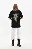 FD GİYİM Unisex Baskılı Oversize T-Shirt - Siyah