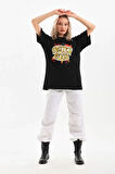 FD GİYİM Unisex Baskılı Oversize T-Shirt - Siyah