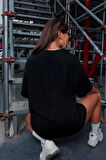 FD GİYİM Unisex Baskılı Oversize T-Shirt - Siyah