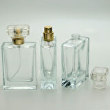 20 ADET BOŞ CAM PARFÜM ŞİŞE, 50 ML, DOLGULU KARE MODEL, ŞEFFAF