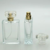 20 ADET BOŞ CAM PARFÜM ŞİŞE, 50 ML, DOLGULU KARE MODEL, ŞEFFAF