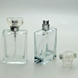 20 ADET BOŞ CAM PARFÜM ŞİŞE, 50 ML, DOLGULU KARE MODEL, ŞEFFAF