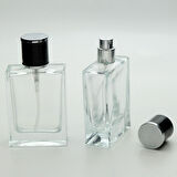 20 ADET BOŞ CAM PARFÜM ŞİŞE, 50 ML, DOLGULU KARE MODEL, ŞEFFAF