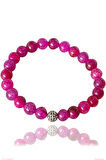 Sertifikalı Pembe Akik Taşı Bileklik - Gümüş Aparatlı