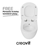 Creavit Free Beyaz Kanallı Asma Klozet FE320, Creavit Free Duck Duroplast Yavaş Kapak
