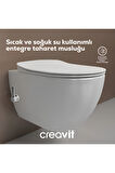Free Entegre Ara Musluklu Asma Klozet FE320-34CB00E, Creavit Duroplast Yavaş Kapak