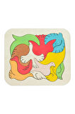 Ahşap Renkli Kuşlar 12 Parçalı Puzzle