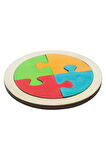 Ahşap Daire Figürlü 4 Parça Puzzle