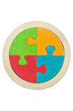 Ahşap Daire Figürlü 4 Parça Puzzle