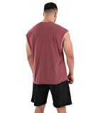 Kingsize Darksteel Antik Yıkamalı Kolsuz T-Shirt Bordo