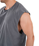 Kingsize Darksteel Antik Yıkamalı Kolsuz T-Shirt Füme