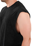 Kingsize Darksteel Antik Yıkamalı Kolsuz T-Shirt Siyah