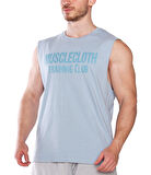 MuscleCloth Training Club Drop Arm Kolsuz T-Shirt Açık Mavi