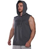 MuscleCloth Training Club Kapüşonlu Kolsuz Sweatshirt Füme