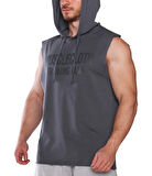 MuscleCloth Training Club Kapüşonlu Kolsuz Sweatshirt Füme