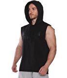 MuscleCloth Training Club Kapüşonlu Kolsuz Sweatshirt Siyah
