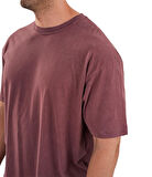 Kingsize Hard Work Antik Yıkamalı Oversize T-Shirt Bordo