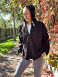 Oversize Unisex Peluş Kapüşonlu Sweatshirt