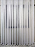 Çizgili Gümüş Simli Tül Perde Ekru 1 e 2,5 Pileli ET4020GUMUS