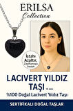 Sertifikalı Kalp Model Mini Lacivert Yıldız Taşı Kolye – Gece Işıltısı ve Ruhsal Koruma