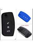 2 Adet Fiesta Focus B-max Kuga Uyumlu Silikon Anahtar Koruma Kılıfı Siyah Ve Mavi