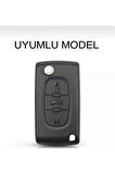 Peugeot 107 207 307 308 407 607 3008 5008 Sustalı 3 Tuş Anahtar Koruma Kılıf 2.resime Bakınız
