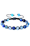 Makrome Doğal Mavi Akik Bileklik