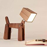 Çocuk Genç Odası Için Köpek Doğal Ahşap 3d Puzzle Abajur - Masa Lambası - Gece Lambası