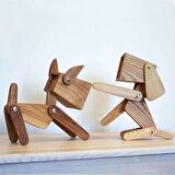 Çocuk Genç Odası Için Köpek Doğal Ahşap 3d Puzzle Abajur - Masa Lambası - Gece Lambası