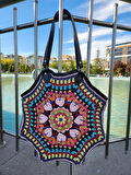 Frida, Mandala , Sekizgen, Renkli, Hasır, Omuz Çantası Çok Renkli