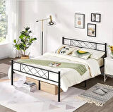 HFT HOME Metal Karyola, Çınar Metal Karyola Siyah Beyaz Gold renk seçenekli, Çift Kişilik