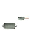 Neoflam Alüminyum Döküm 28 Cm Dikdörtgen Izgara Grill Tava + 26 Cm Tava