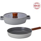 Neoflam Fika Gri 3 Parça Pratik 26 cm Tava ve Tencere Seti