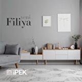İpek Mekik Halı Filiya Gri Ekru Geometrik Çizgili Halı