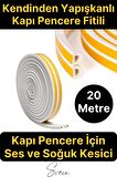 Pvc Doğrama Pencere Fitili İzolasyon Bandı Kendinden Yapışkanlı Beyaz Kauçuk Yalıtım Bant 2x10=20 Mt
